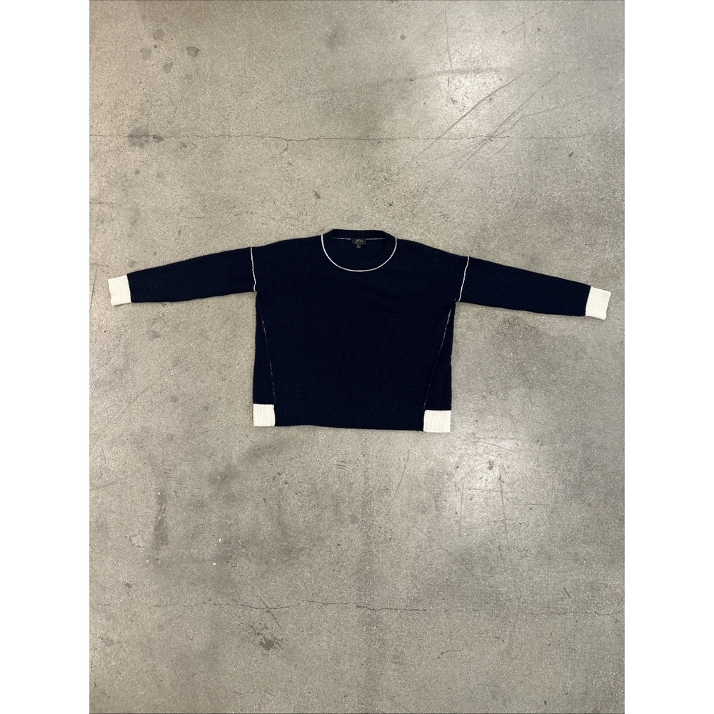 J.CREW Mens Size Small 100% Cashmere Crewneck Long Sleeve 2-Toned Sweater Blue